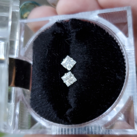 New Beautiful & Elegant Princess Cut Moissanite Stud Earrings - Picture 1 of 14